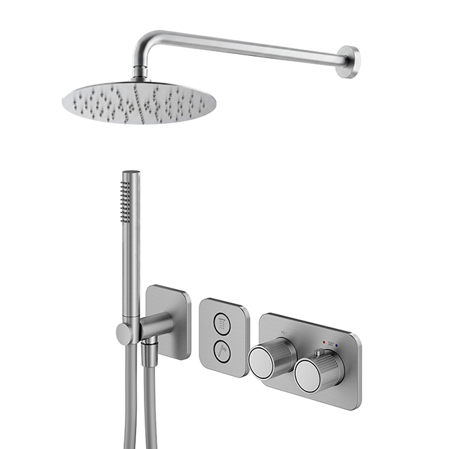 오딧세이 2WAY 버튼식 자동 온도조절 샤워세트 01 브러쉬드 크롬 이미지