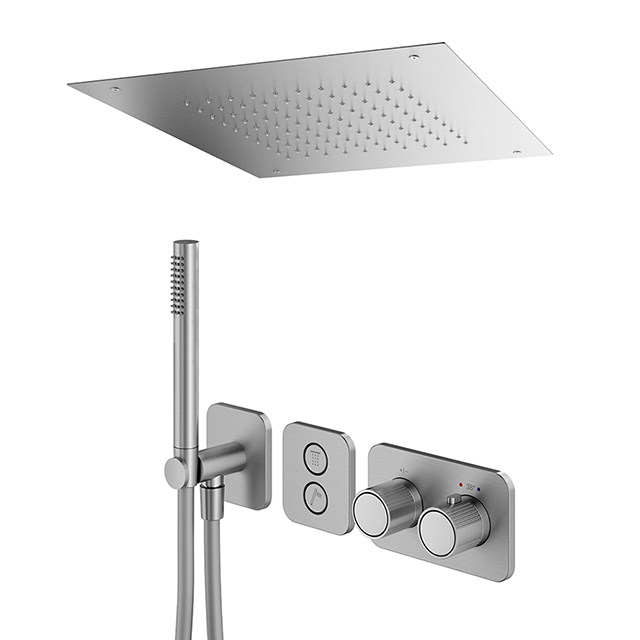 오딧세이 2WAY 버튼식 자동 온도조절 샤워세트 03 브러쉬드 크롬 이미지